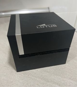 Lotus Reloj Correa Piel Negro/Plata