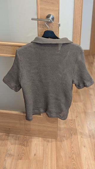 Camisa Zara Hombre Manga Corta Punto Marrón