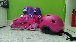 Patines en línea infantiles rosas y morados