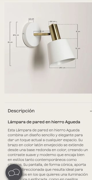 Foco Lámpara Pared Blanca y Dorada Sklum