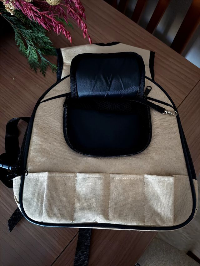 Bolso para perros miniatura beige y negro