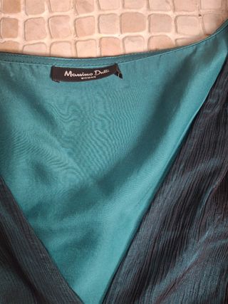 Elegante Top Massimo Dutti Negro/Verde Azulado