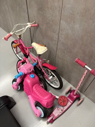 Bicicleta y Patinete Infantil Rosa