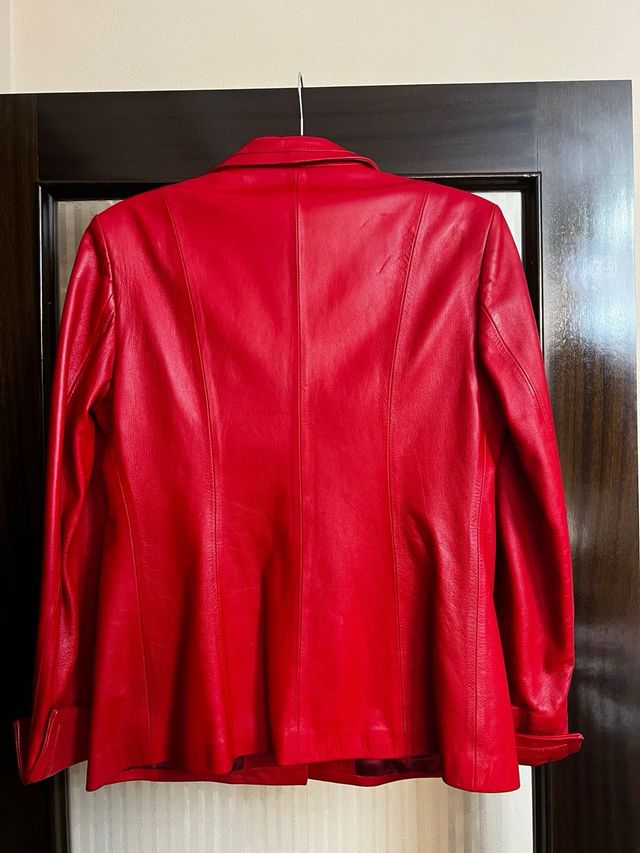 Chaqueta de cuero roja Ambit talla 46 mujer