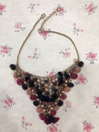 Collar Sfera Negro y Rosa