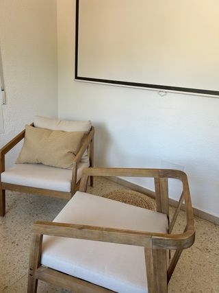 2 Sillones Madera Acacia Beige