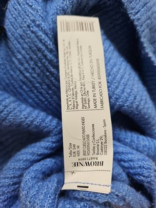 Jersey cuello alto azul talla S M brownie.