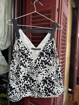 Camisa Zara Estampada Blanco y Negro