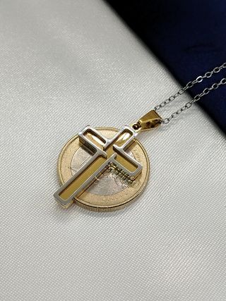 Collar Cruz Acero Inoxidable Dorado y Plateado