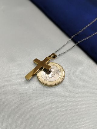 Collar Cruz Acero Inoxidable Dorado y Plateado