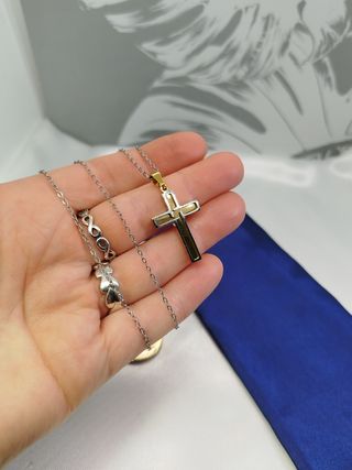 Collar Cruz Acero Inoxidable Dorado y Plateado