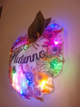 Ghirlanda porta autunnale con luci