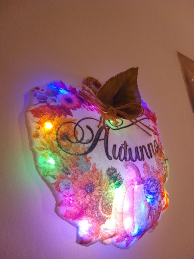 Ghirlanda porta autunnale con luci