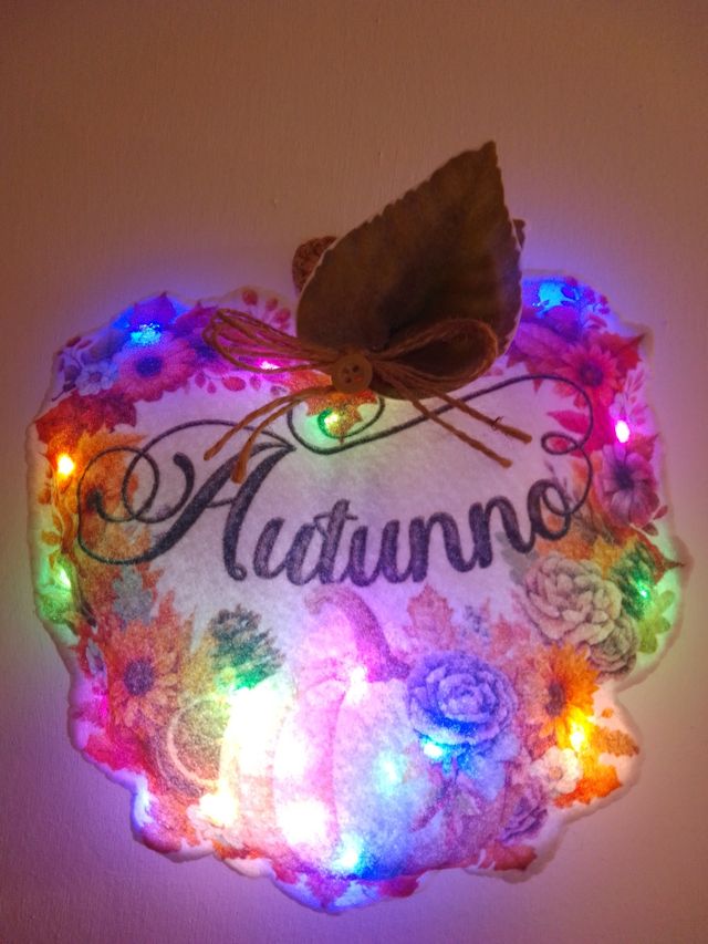 Ghirlanda porta autunnale con luci