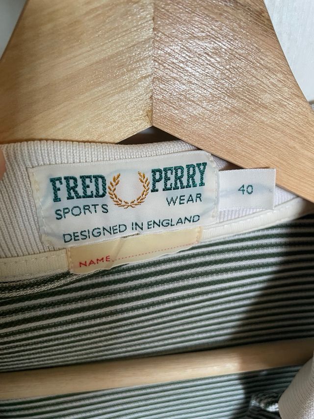 Polo Fred Perry Rayas Verde Vintage 90s
