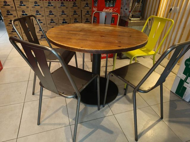 Mesa redonda madera y metal