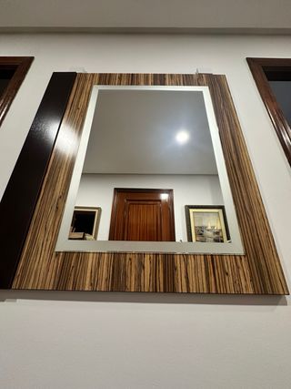Mueble recibidor madera y cristal