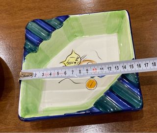 2 Posaceneri Ceramica Decorati Gatti