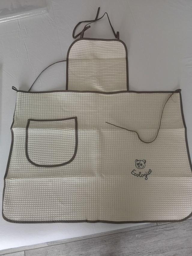 Grembiule cotone beige con orsetto