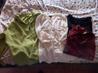 Ropa variada: blusas, pantalones y faldas