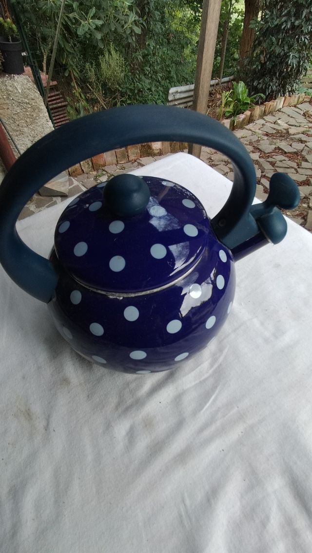 Bollitore blu a pois