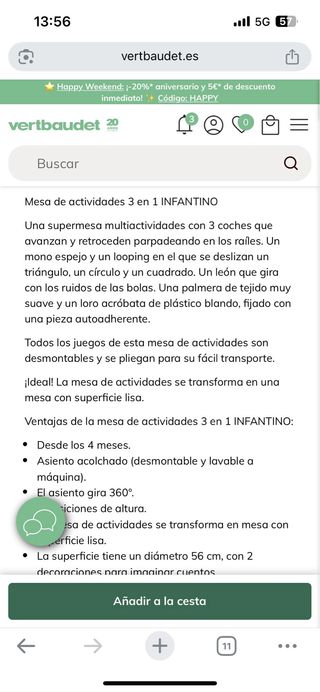 Mesa de actividades infantil para bebé