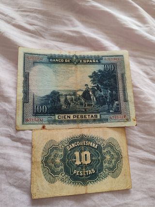 Billetes España 100 y 10 Pesetas 1928-1935 