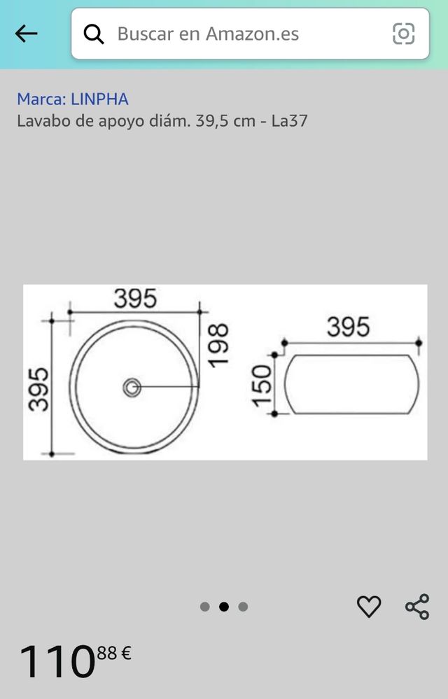 Lavabo de sobreponer blanco, con tapón cromado