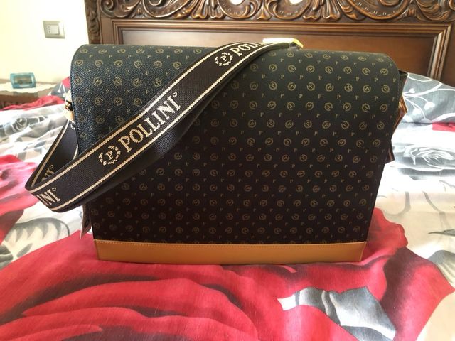 Borsa cartella Pollini marrone monogram