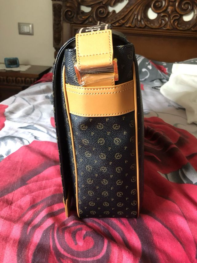 Borsa cartella Pollini marrone monogram