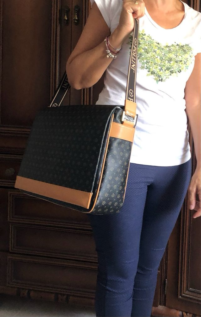 Borsa cartella Pollini marrone monogram