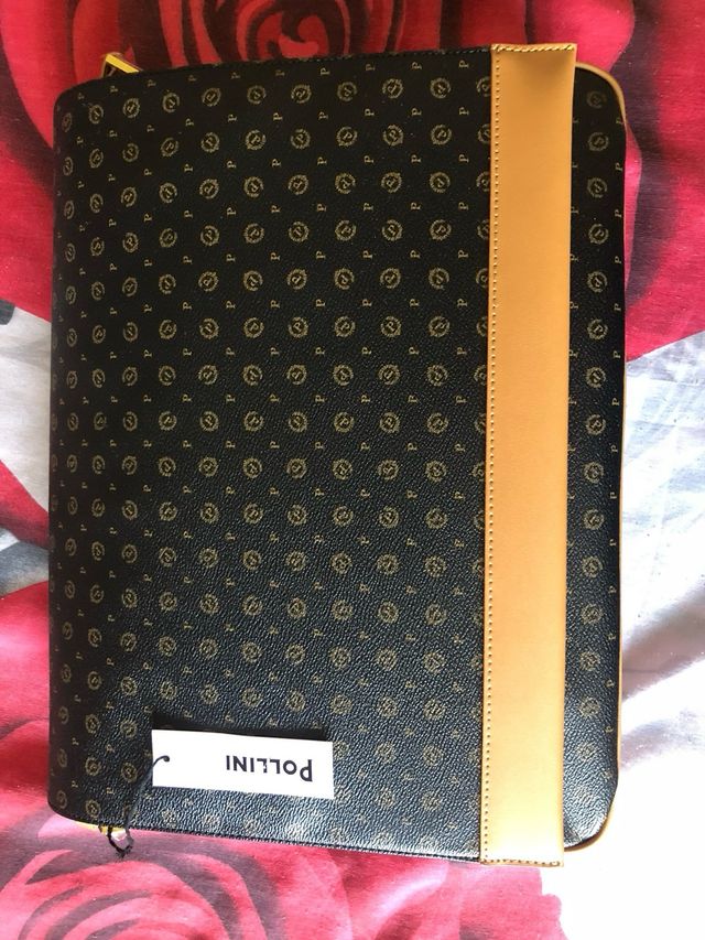 Borsa cartella Pollini marrone monogram