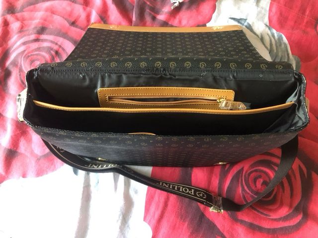 Borsa cartella Pollini marrone monogram
