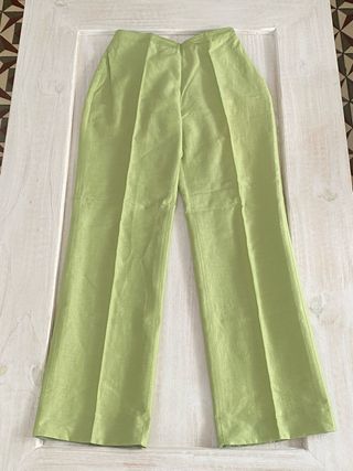 Pantalón verde algodón y seda