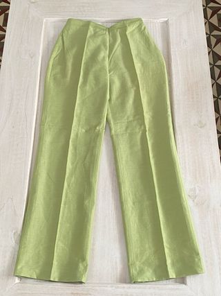 Pantalón verde algodón y seda