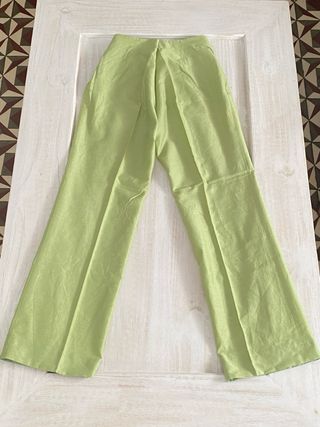 Pantalón verde algodón y seda