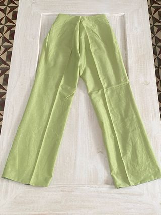 Pantalón verde algodón y seda
