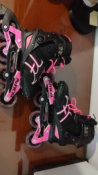 Patines en línea negros y rosas talla 37-38