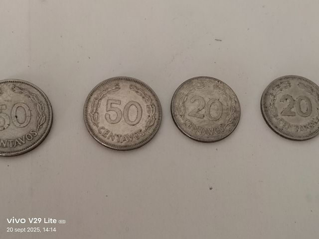 Monedas de Ecuador 1971, 1975, 1977, 1981, 1982
