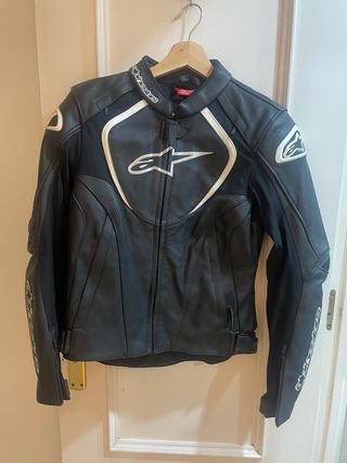 Chaqueta de cuero Moto Alpinestars Mujer Negra