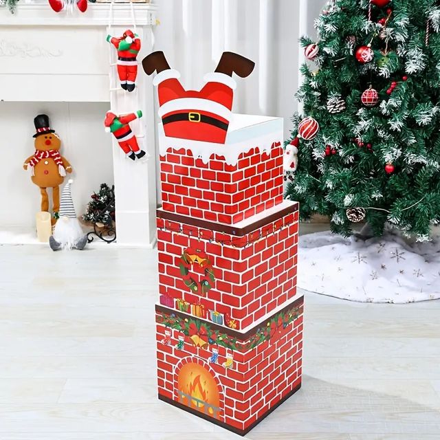 Pila di scatole decorative natalizie