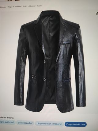 Chaqueta Blazer Cuero Hombre Negra