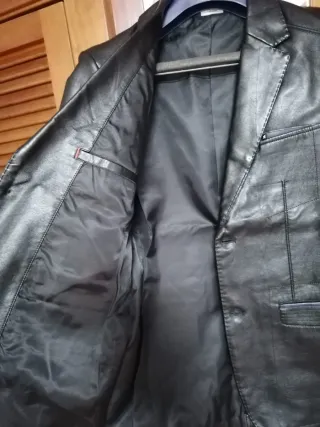 Chaqueta Blazer Cuero Hombre Negra