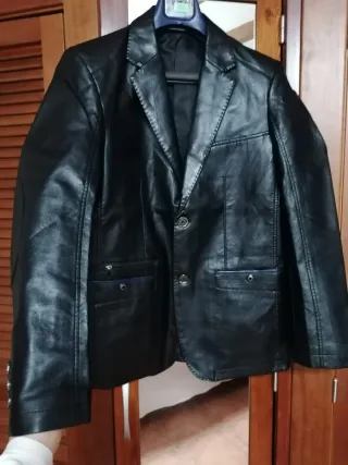 Chaqueta Blazer Cuero Hombre Negra