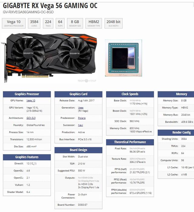 Scheda grafica Radeon RX VEGA 56 GAMING OC da 8 GB