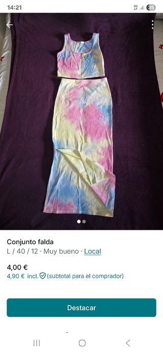 Conjunto falda y top tie-dye