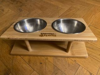 Comedero doble madera y acero