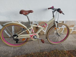 Bicicleta infantil B'TWIN color crema