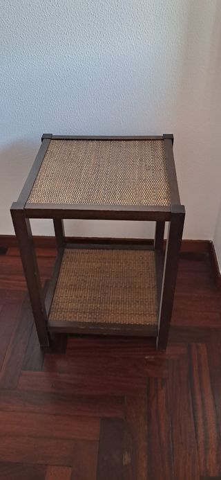 Mesa auxiliar 45x45cm Rattan y Madera