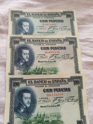 Billetes 100 Pesetas España 1925 (3 uds)